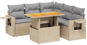 vidaXL 6 részes bézs polyrattan kerti ülőgarnitúra párnával