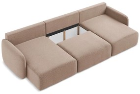Világosbarna kinyitható-tárolóhelyes sarokkanapé Kalena – Makamii
