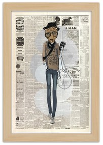 Gario Poszter Absztrakt leopárd egy újság hátterén A keret színe: Fehér, Méret: 20 x 30 cm