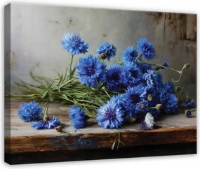 Vászonkép Kék Virágok Vintage Retro A Nappali Hálószobájába 100x70