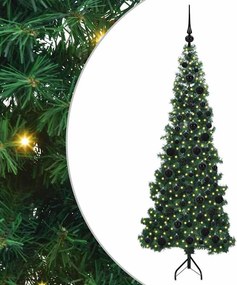 vidaXL Sarok Műkarácsonyfa 300 LED-del Zöld 180 cm PVC és fém