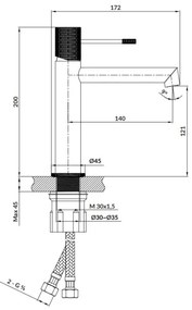 Cersanit S951-598 - ZEN 20 cm fekete mosdó csaptelep