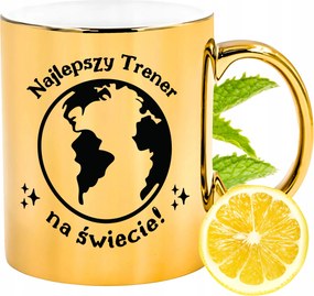 Prémium Arany Csillogó Bögre Edzőnek Ajándék Nyomtatott Fotóval