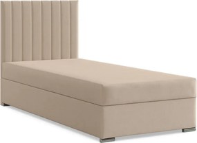 Agen egyszemélyes ágy, szövet, ágyneműtartóval, bézs