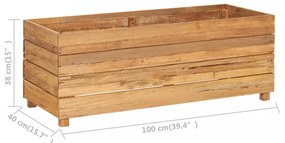 újrahasznosított tíkfa és acél magaságyás 100 x 40 x 38 cm