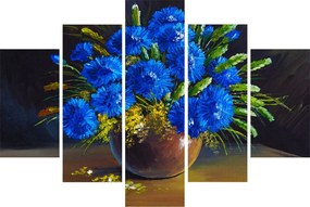 Kék virágok képe egy vázában (150x105 cm)