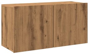 kézműves tölgy színű falra szerelhető TV-szekrény 80x30x41 cm