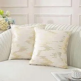 Dekoratív párnahuzat 45x45cm Fehér szín arany mintával 2 db