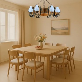 Brilagi - Csillár láncon QUEEN 8xE14/40W/230V bükkfa