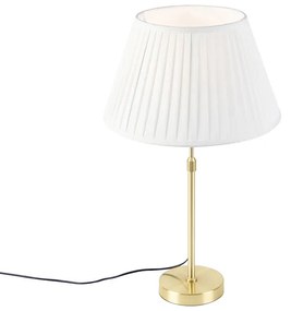 Asztali lámpa arany/bronz színű, redőzött árnyékolóval krém színben 35 cm - Parte