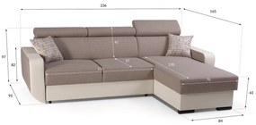 Sarokkanapé Istar (sötétszürke + fehér) (J). 630079