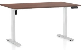 Állítható magasságú asztal OfficeTech B, 140 x 80 cm, fehér alap, dió