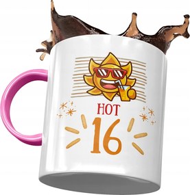 Rózsaszín Bögre Születésnapra 16 16. 16. Ajándék Nyomtatott Fotóval