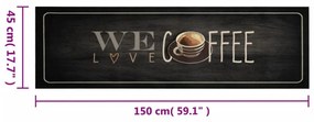 kávé feliratos mosható bársony konyhaszőnyeg 45 x 150 cm
