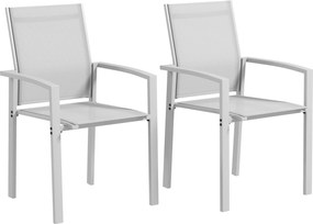 Outsunny 2 db Összecsukható Kerti Szék Karfákkal, Kültéri Étkezőszék Alumíniumból és Vízálló Textilből, Teraszra, Erkélyre, Udvarra és Belső Terekbe,