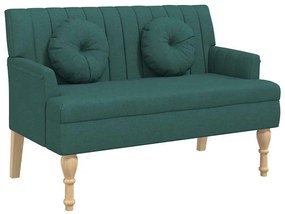 sötétzöld szövetpad párnákkal 113x64,5x75,5 cm