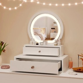 Asztalra tehető sminktükör 2 fiókkal