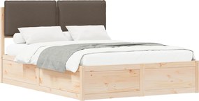 vidaXL Ágykeret Kárpitozott Fejtámlával Tópszínű 160 x 200 cm