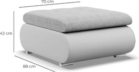 Tokio puff, fonott + műbőr, szürke - fehér