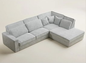 Világosszürke zsenília sarokkanapé (jobb oldali-L alakú) Kirou – Maison de Rêve