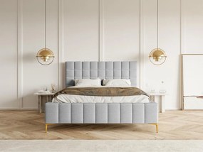 Franciaágy 160 cm Sheldona 160 (ágyráccsal) (tárolóhellyel) (világosszürke + arany). Akció -16%. 1099769