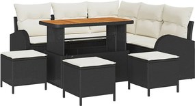 vidaXL Kerti Kanapé Szett párnával tárolóval 9 pcs Fekete és Krém