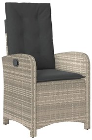 világosszürke polyrattan dönthető kerti szék párnával