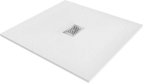 Mexen Hugo, négyzet alakú zuhanytálca SMC 100 x 100 cm, fehér, acél burkolat, 42101010-X