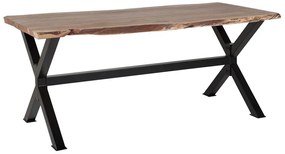 Rusztikus Fa Étkezőasztal Fekete Lábazattal 200 x 95 cm VALBO Beliani