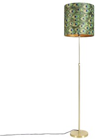 Állólámpa arany/bronz bársony árnyékolóval páva 40/40 cm - Parte