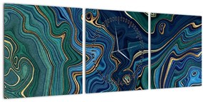 Kép - zöld-kék márvány (órával) (90x30 cm)