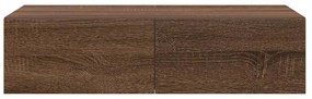 Falipolc fiókokkal barna tölgy 60x26,5x15 cm műszaki fa