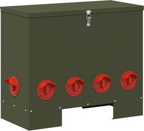 vidaXL Csirke etető Olajzöld 60,5 x 29 x 51 cm Hidegen Hengerelt Acél