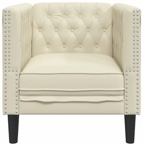 krémszínű műbőr Chesterfield kanapéfotel