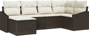 vidaXL Kanapé Szett párnával 6 pcs Barna polirattan