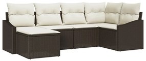vidaXL Kanapé Szett párnával 6 pcs Barna polirattan