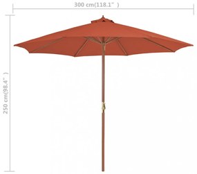 terrakotta kültéri napernyő farúddal 300 cm
