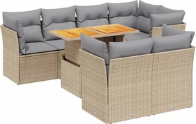 vidaXL 8 részes bézs polyrattan kerti ülőgarnitúra párnával