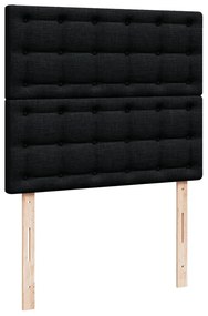 fekete szövet rugós ágy matraccal 120 x 190 cm