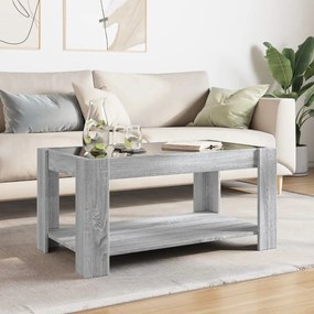 Szürke sonoma szerelt fa dohányzóasztal LED-del 93 x 53 x 45 cm
