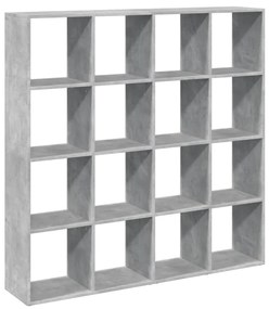 betonszürke szerelt fa könyvszekrény 137,5 x 29 x 137,5 cm