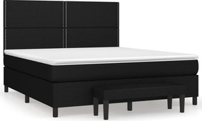 vidaXL fekete szövet rugós ágy matraccal 180 x 200 cm