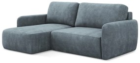 Szürkéskék zsenília kinyitható-tárolóhelyes sarokkanapé (bal oldali-heverő résszel) Lilo – Makamii