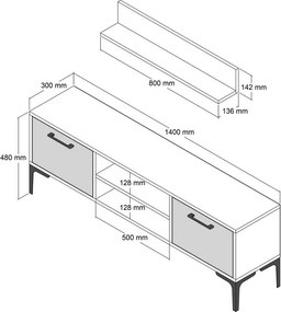 Riga Walnut TV-asztal