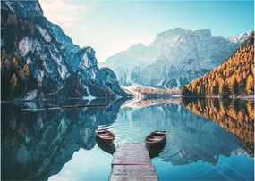Kép - Csónakok a Braies-tónál (70x50 cm)