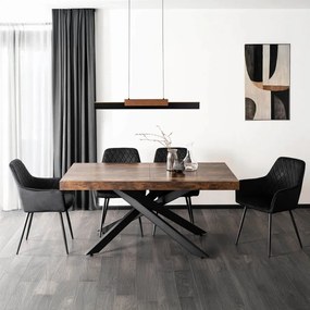 HAMPTON bővíthető asztal 160-240 cm rusztikus tölgy/fekete