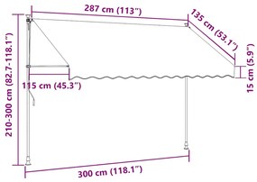 kézzel feltekerhető krémszínű napellenző 300 cm