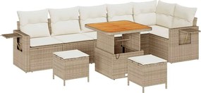 vidaXL Kerti Kanapé Szett 9 pcs Bézs polirattan