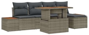 vidaXL Kerti Kanapé Szett tárolóval 6 pcs Szürke Poli rattan