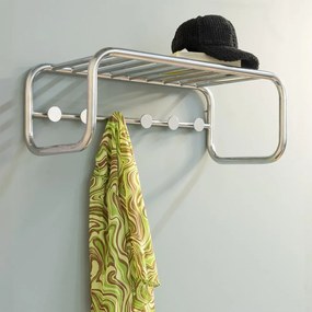 Ezüstszínű fém fali fogas polccal Retro – Spinder Design